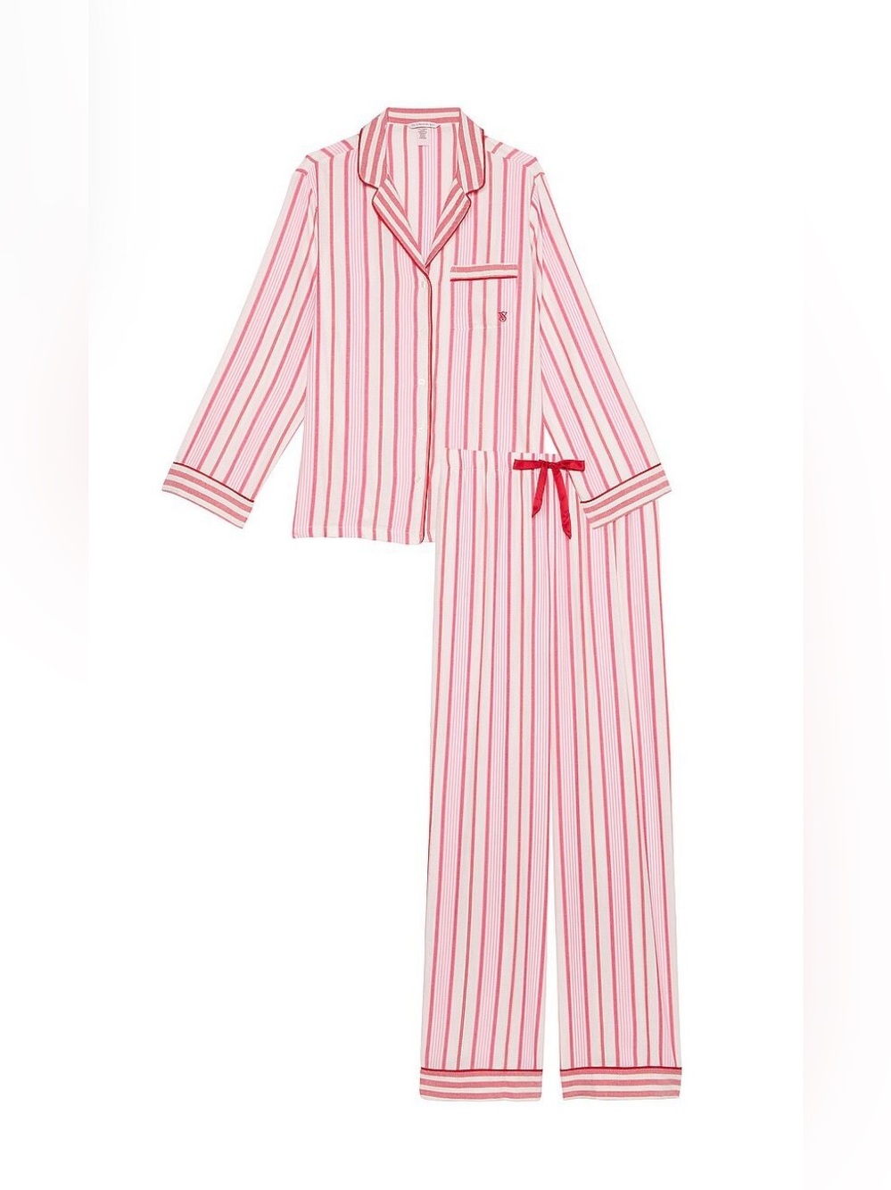 Victoria's Secret VICTORIA Pink CANDY CANE Holiday FLANNEL PAJAMAS Medium Short - Picture 2 of 16